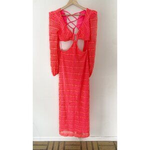 PatBo *DAMAGED* Cutout Maxi Dress Neon Coral